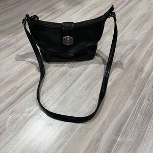 Brighton Black Leather Crossbody Bag Designer Handbag Purse Small